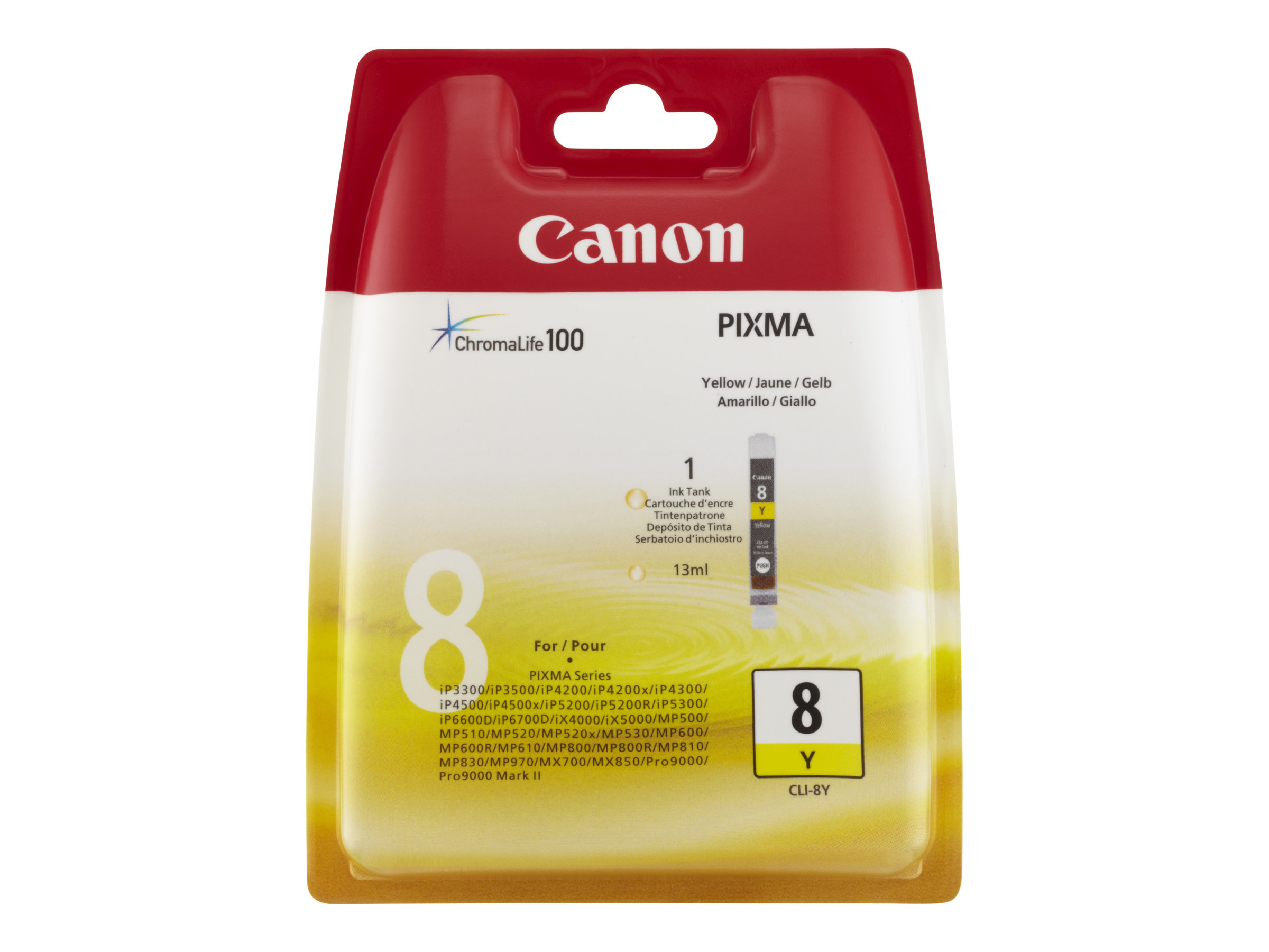 Canon CLI-8Y - 13 ml - jaune - original - réservoir d'encre - pour PIXMA iP3500, iP4500, iP5300, MP510, MP520, MP610, MP960, MP970, MX700, MX850, Pro9000 - 0623B001 - Réservoirs d'encre