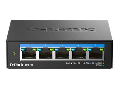 D-Link DMS 105 - Commutateur - non géré - 5 x 10/100/1000/2.5G - de bureau, fixation murale - DMS-105/E - Concentrateurs et commutateurs gigabit