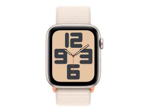 Apple Watch SE (GPS) - 2e génération - 44 mm - aluminium droit - montre intelligente avec boucle sport - textile - droit - taille du poignet : 145-220 mm - 32 Go - Wi-Fi, Bluetooth - 32.9 g - MRE63QF/A - Montres intelligentes