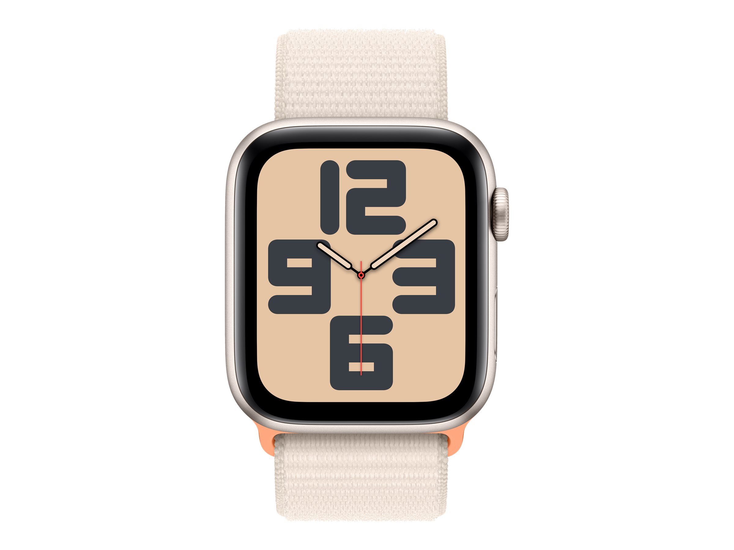 Apple Watch SE (GPS) - 2e génération - 44 mm - aluminium droit - montre intelligente avec boucle sport - textile - droit - taille du poignet : 145-220 mm - 32 Go - Wi-Fi, Bluetooth - 32.9 g - MRE63QF/A - Montres intelligentes