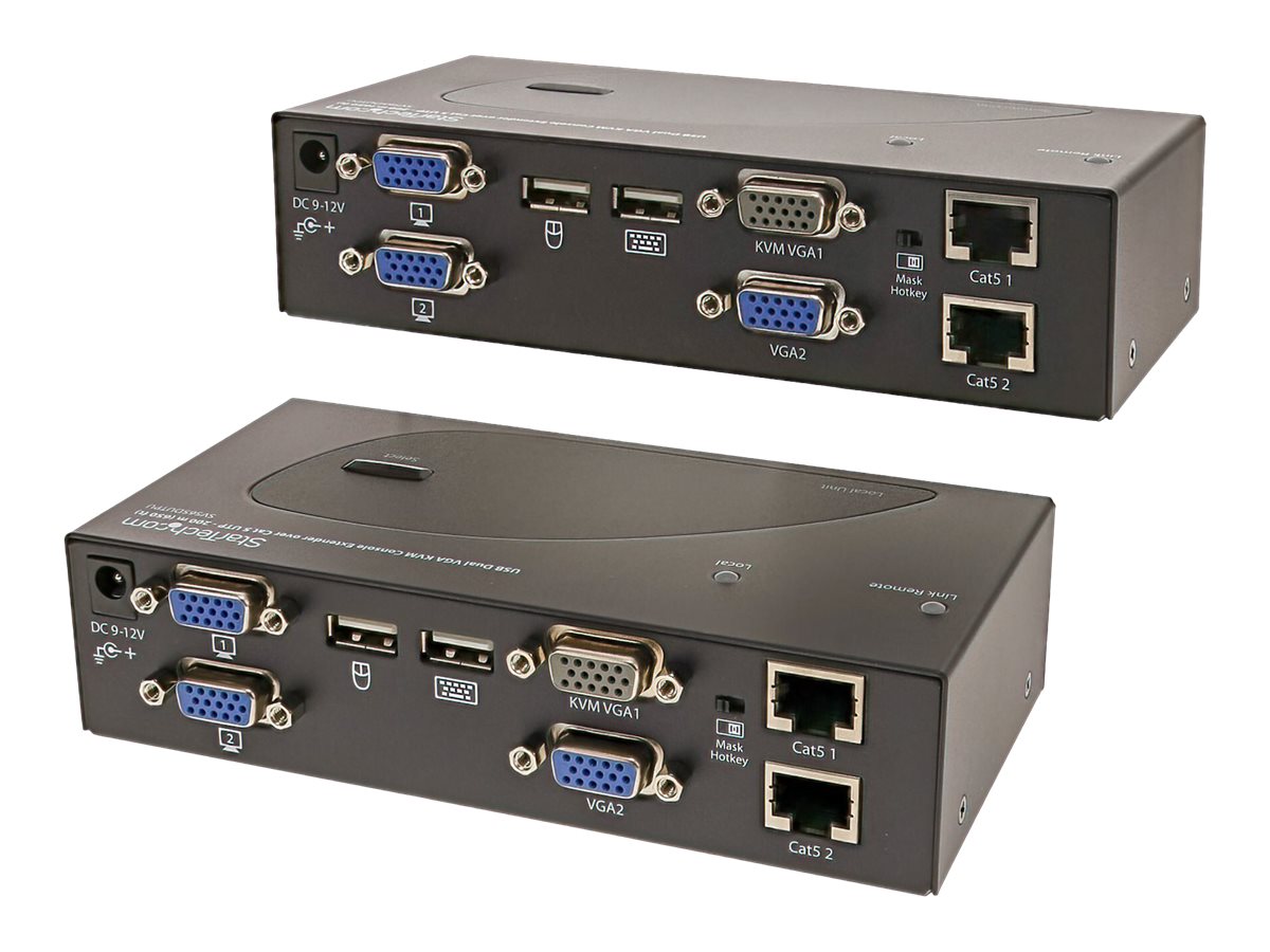StarTech.com Switch Commutateur KVM USB VGA double 200m 2 x cable UTP Cat 5 -Transmetteur KVM Extendeur de console - Rallonge KVM - plus de CAT 5 - jusqu'à 200 m - pour P/N: SVA12M2NEUA, SVA12M5NA - SV565DUTPU - Prolongateurs de signal