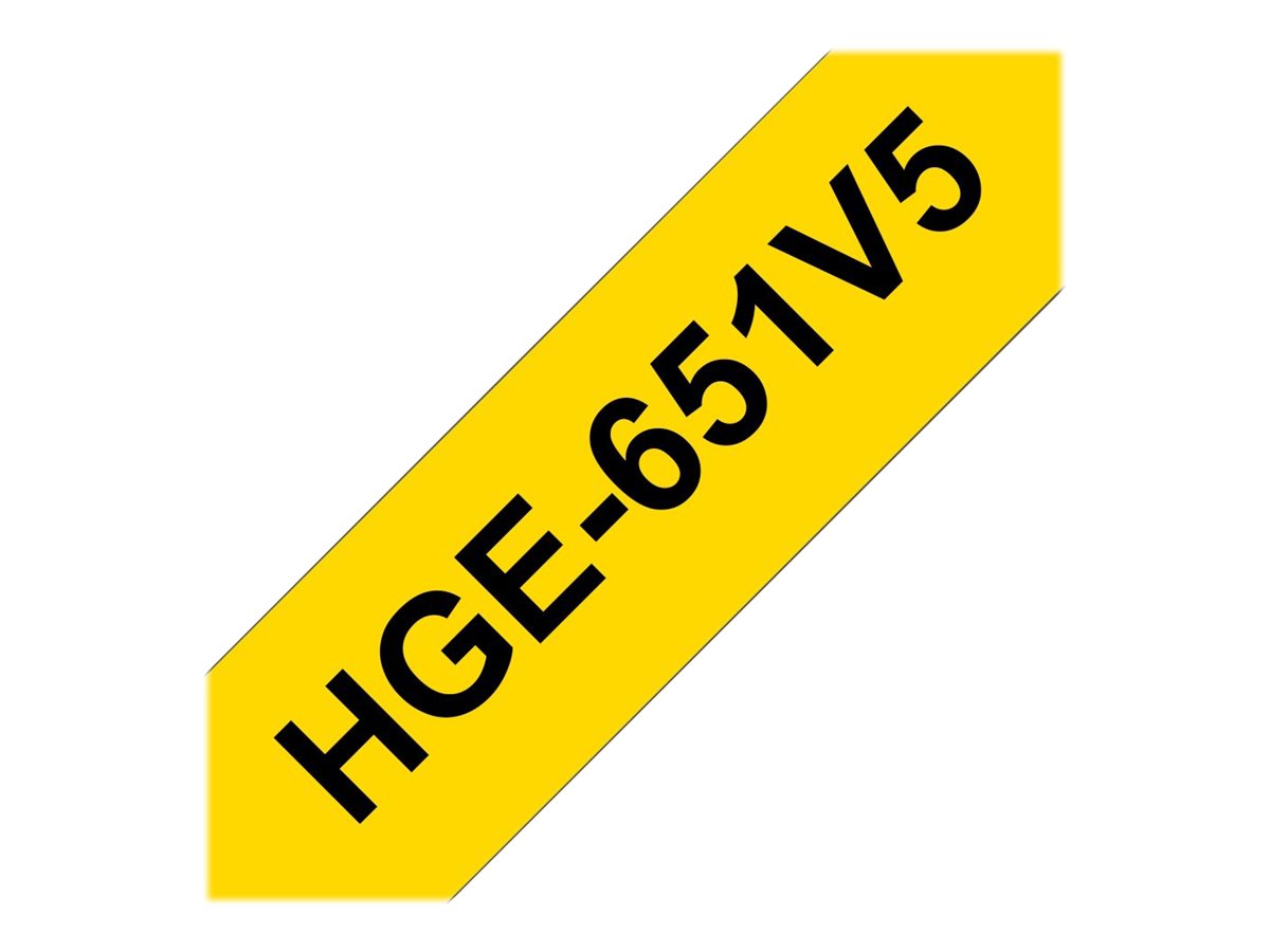 Brother HGE-651V5 - Noir sur jaune - Rouleau (2,4 cm x 8 m) 5 cassette(s) ruban laminé - pour P-Touch PT-9500pc, PT-9700PC, PT-9800PCN; P-Touch R RL-700S - HGE651V5 - Papier pour rouleau