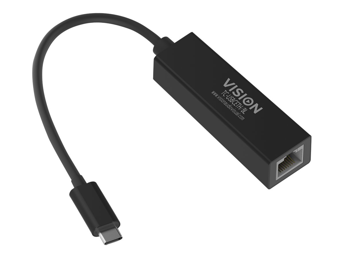 Vision TC-USBCETH/BL - Adaptateur réseau - USB-C 3.1 - Gigabit Ethernet x 1 - noir - TC-USBCETH/BL - Cartes réseau USB