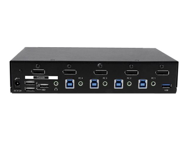 StarTech.com Switch KVM USB DisplayPort à 4 ports - Commutateur écran clavier souris DP avec hub USB 3.0 intégré - 4K 30 Hz (SV431DPU3A2) - Commutateur écran-clavier-souris/USB - 4 x KVM / audio / USB + 3 x SuperSpeed USB - 1 utilisateur local - Montable sur rack - CA 120/230 V / CC 9 - 12 V - pour P/N: SV431RACK - SV431DPU3A2 - Commutateurs KVM