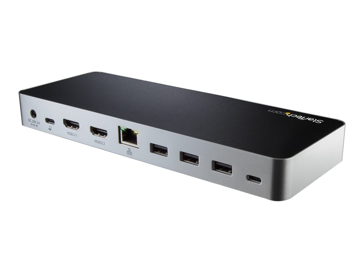 StarTech.com Station d'accueil USB-C à deux écrans - MST/4K - PD 60W - Station d'accueil - USB-C / Thunderbolt 3 - 2 x HDMI - 1GbE - 60 Watt - MST30C2HHPDU - Stations d'accueil pour ordinateur portable