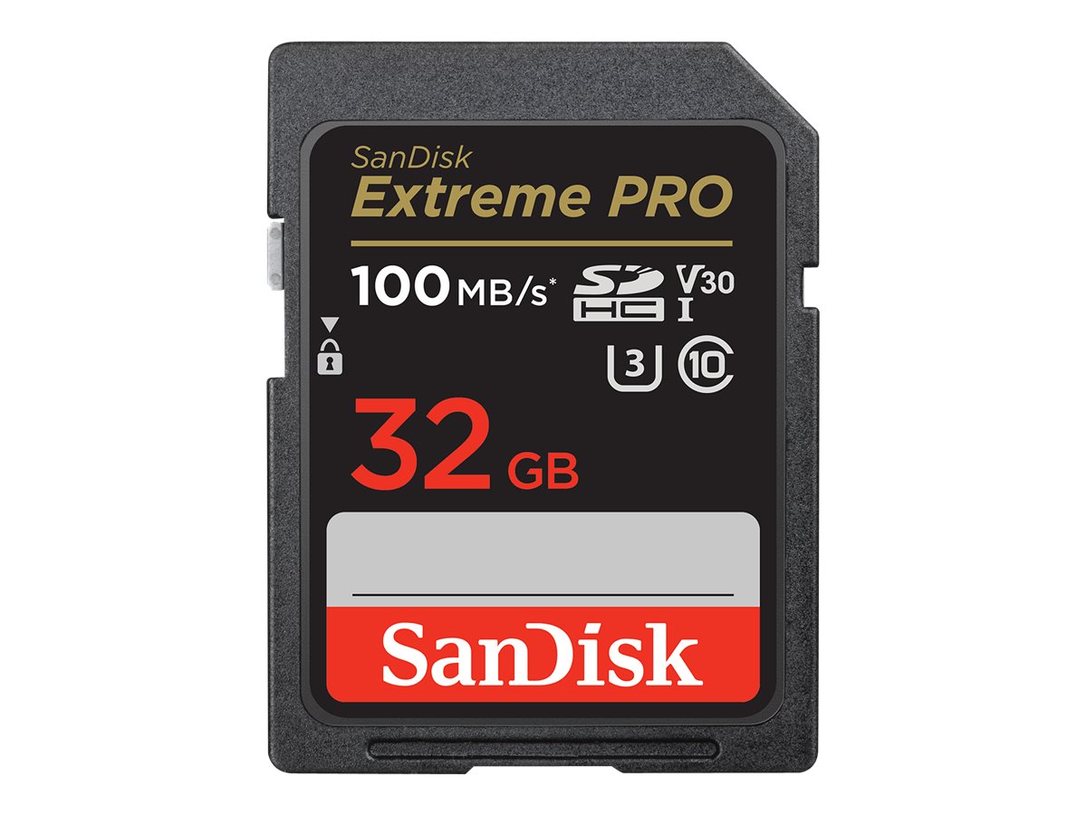 SanDisk Extreme Pro - Carte mémoire flash - 32 Go - Video Class V30 / UHS-I U3 / Class10 - SDHC UHS-I - SDSDXXO-032G-GN4IN - Cartes flash