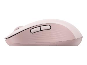 Logitech Signature M650 L - Souris - grande taille - optique - 5 boutons - sans fil - Bluetooth, 2.4 GHz - récepteur USB Logitech Logi Bolt - rose - 910-006237 - Souris