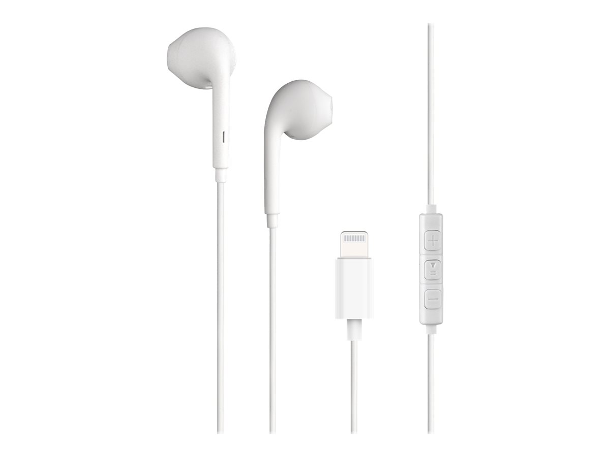 BIGBEN Connected - Écouteurs avec micro - embout auriculaire - filaire - Lightning - blanc - pour Apple iPad/iPhone/iPod (Lightning) - KPBOUTONMFIW - Écouteurs