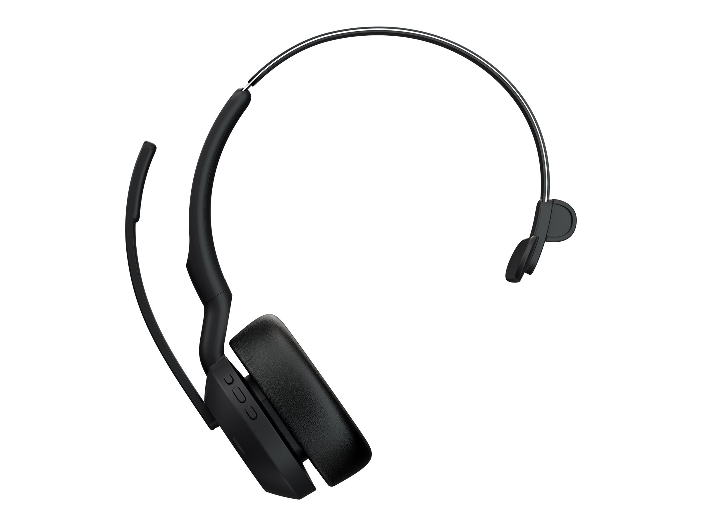 Jabra Evolve2 55 MS Mono - Micro-casque - sur-oreille - Bluetooth - sans fil - Suppresseur de bruit actif - USB-C via un adaptateur Bluetooth - noir - avec support de chargement - certifié Zoom, Cisco Webex Certified, Certifié Tencent Meeting, Certifié Alcatel-Lucent, Certifié Avaya, Certifié Unify, Certifié MFi, Certifié Google Meet, Certifié Amazon Chime - 25599-899-989 - Écouteurs