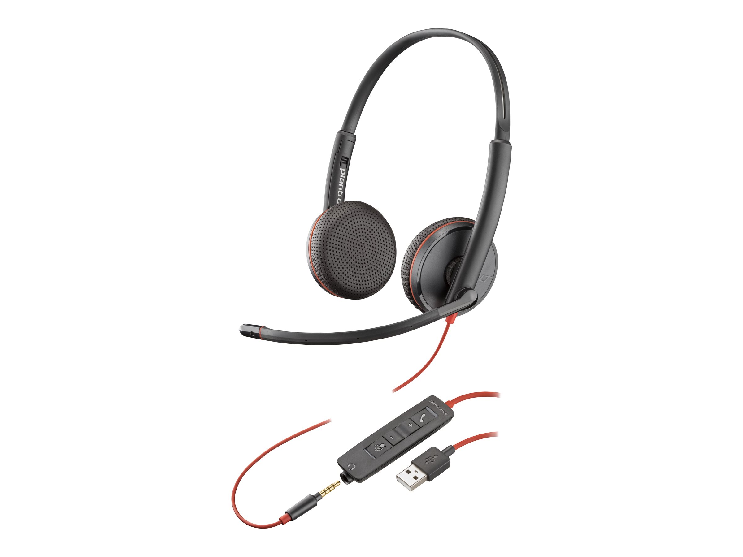 Poly Blackwire C3225 - Blackwire 3200 Series - micro-casque - sur-oreille - filaire - jack 3,5mm - noir - Certifié Skype, Certifié Avaya, certifié Cisco Jabber - 7S4M7AA - Écouteurs