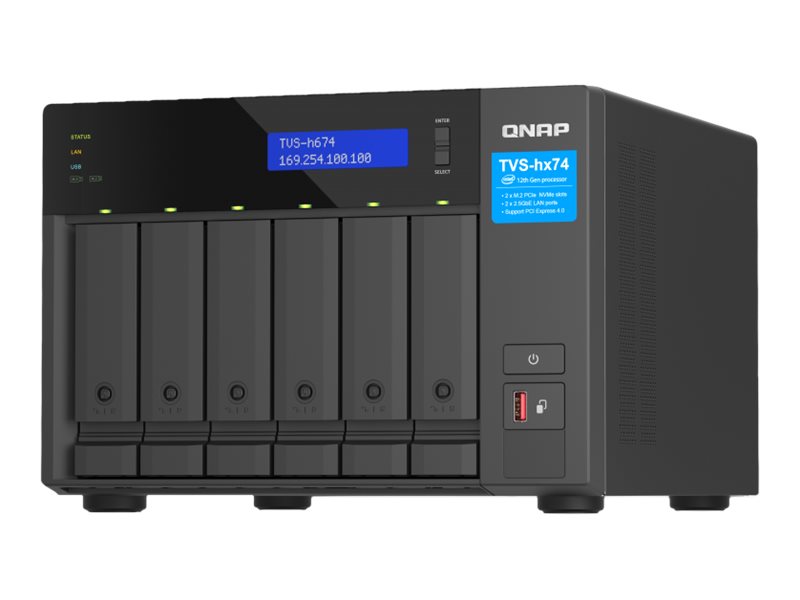 QNAP TVS-H674 - Serveur NAS - 6 Baies - SATA 6Gb/s - RAID RAID 0, 1, 5, 6, 10, 50, JBOD, RAID TP, TM - RAM 16 Go - Gigabit Ethernet / 2.5 Gigabit Ethernet - iSCSI support - TVS-h674-i3-16G - NAS