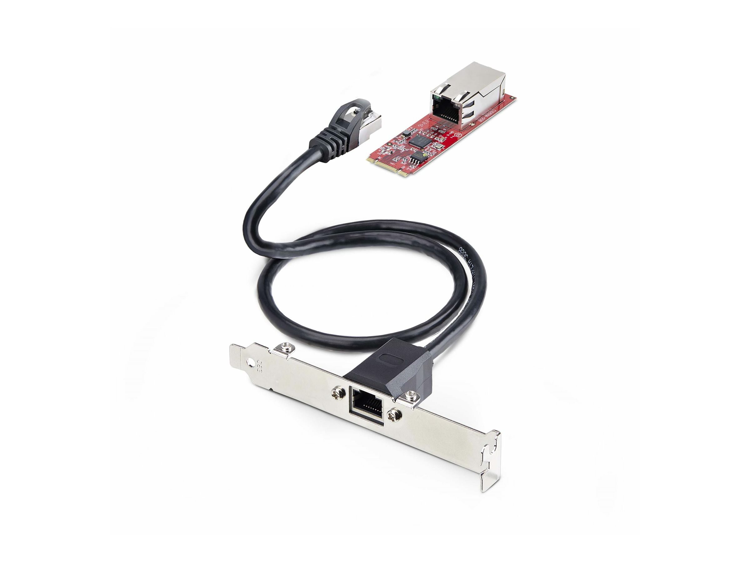 StarTech.com 1-Port 2.5GbE M.2 Network Card, Multi-Gigabit Speeds (2.5G/1G/100M/10M) - NBASE-T (802.3bz), PCIe Ethernet M.2 2280, B/M Key - NIC for SFFs/Desktop PCs, Includes 2ft Cat6 adapter, Full/Low Brackets (MR12GI-NETWORK-CARD) - Adaptateur réseau - M.2 2280 (B+M Key) profil bas - 10/100/1000/2500Base-T x 1 - rouge - Conformité TAA - MR12GI-NETWORK-CARD - Cartes réseau