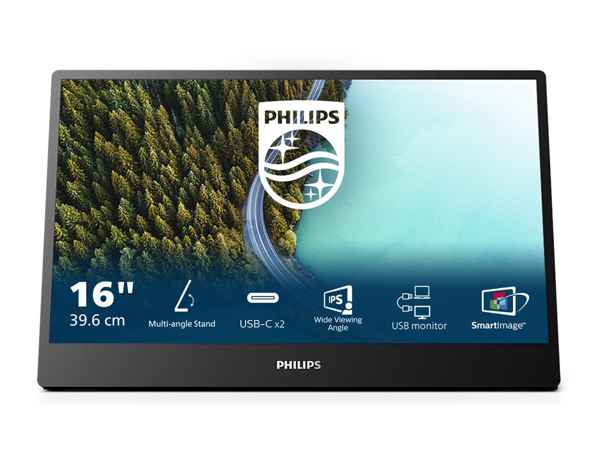 Philips 16B1P3302D - 3000 Series - écran LED - 16" (15.6" visualisable) - portable - 1920 x 1080 Full HD (1080p) @ 75 Hz - IPS - 250 cd/m² - 700:1 - 4 ms - 2xUSB-C - noir - 16B1P3302D/00 - Écrans d'ordinateur