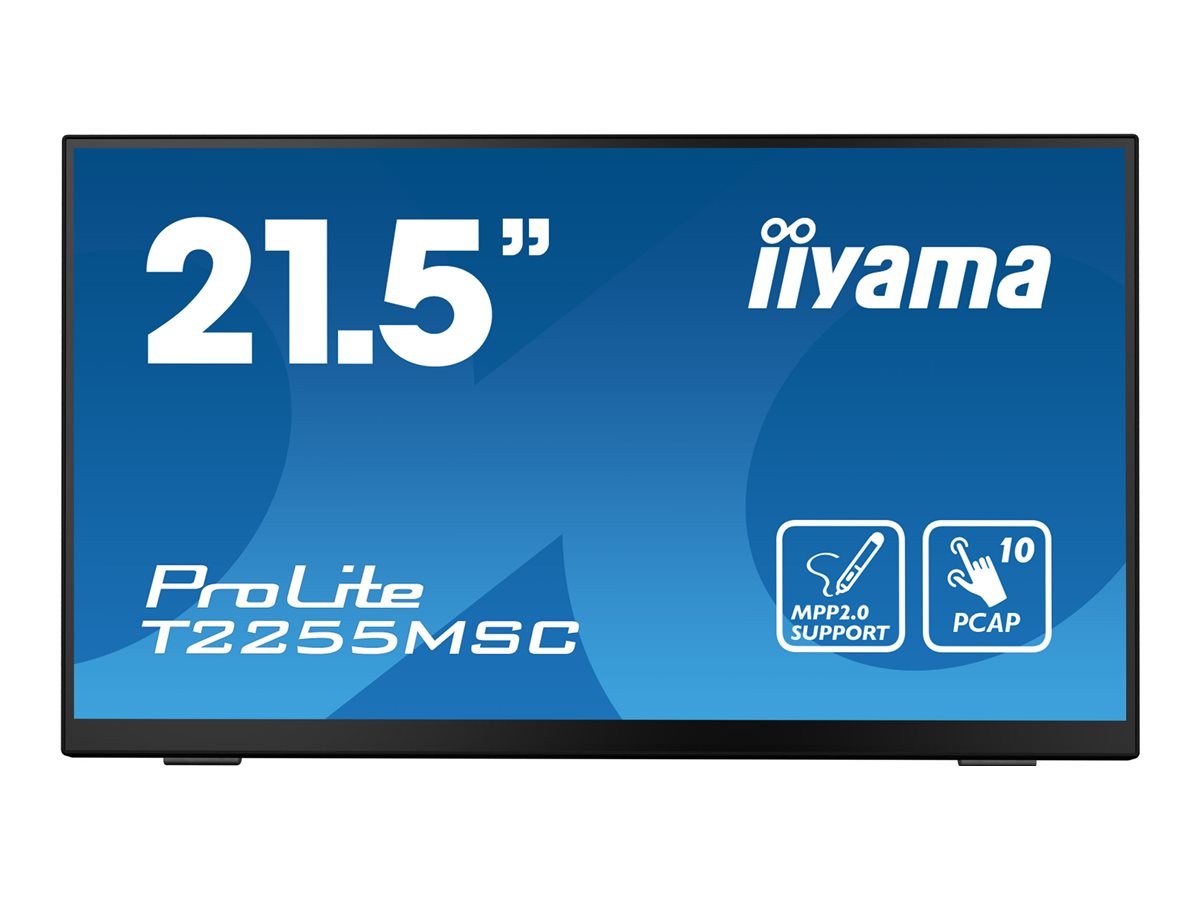 iiyama ProLite T2255MSC-B1 - Écran LED - 21.5" - écran tactile - 1920 x 1080 Full HD (1080p) @ 60 Hz - IPS - 400 cd/m² - 1000:1 - 5 ms - HDMI, DisplayPort - haut-parleurs - noir mat - T2255MSC-B1 - Écrans d'ordinateur