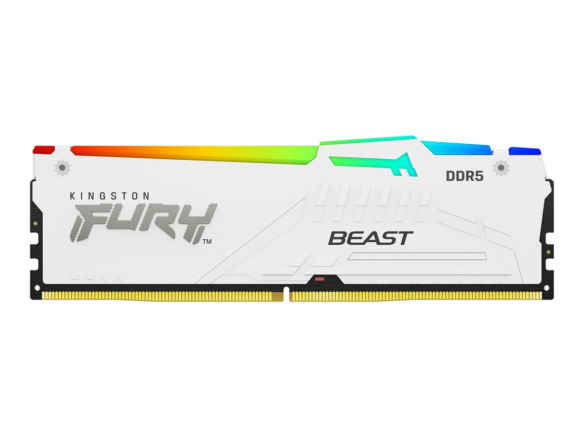 Kingston FURY Beast RGB - DDR5 - module - 16 Go - DIMM 288 broches - 5200 MHz / PC5-41600 - CL36 - 1.25 V - mémoire sans tampon - on-die ECC - blanc - KF552C36BWEA-16 - DDR5