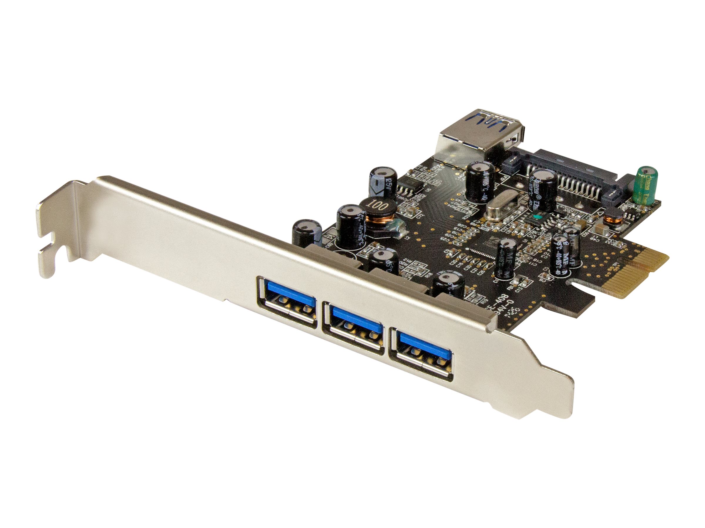StarTech.com Carte contrôleur PCI Express à 4 ports USB 3.0 - 3 externes 1 interne - Adaptateur PCIe USB avec UASP - Adaptateur USB - PCIe 2.0 profil bas - USB 3.0 x 4 - pour P/N: CFASTRWU3, ST1030USBM, ST43004UA, ST4300MINI, TB31PCIEX16 - PEXUSB3S42 - Contrôleurs USB
