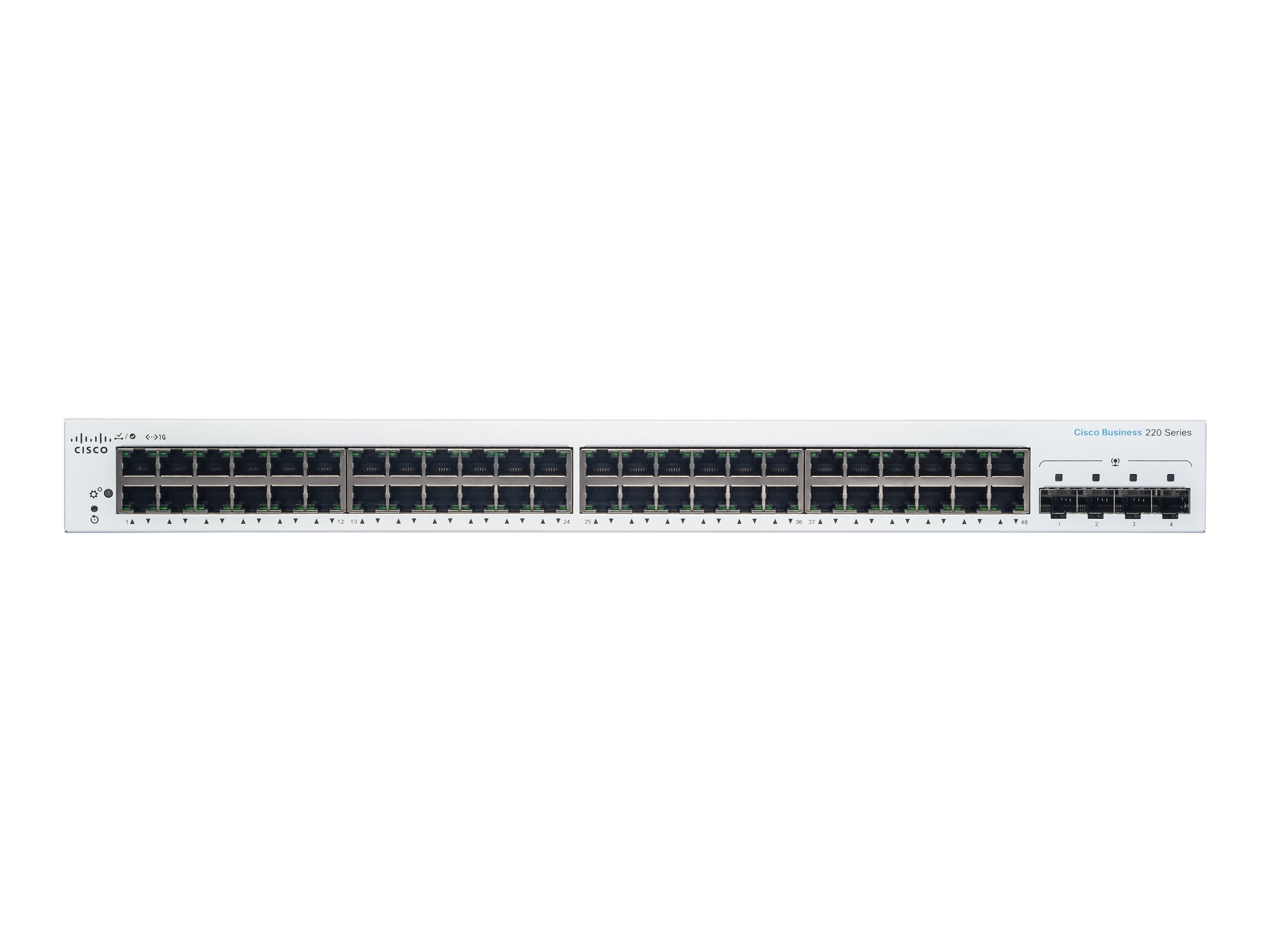 Cisco Business 220 Series CBS220-48T-4G - Commutateur - intelligent - 48 x 10/100/1000 + 4 x Gigabit SFP (liaison montante) - Montable sur rack - CBS220-48T-4G-EU - Concentrateurs et commutateurs gigabit