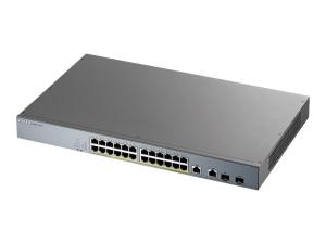 Zyxel GS1350-26HP - Commutateur - intelligent - 24 x 10/100/1000 (PoE+) + 2 x SFP Gigabit combo (liaison montante) - de bureau, Montable sur rack - PoE+ (375 W) - GS1350-26HP-EU0101F - Concentrateurs et commutateurs gigabit