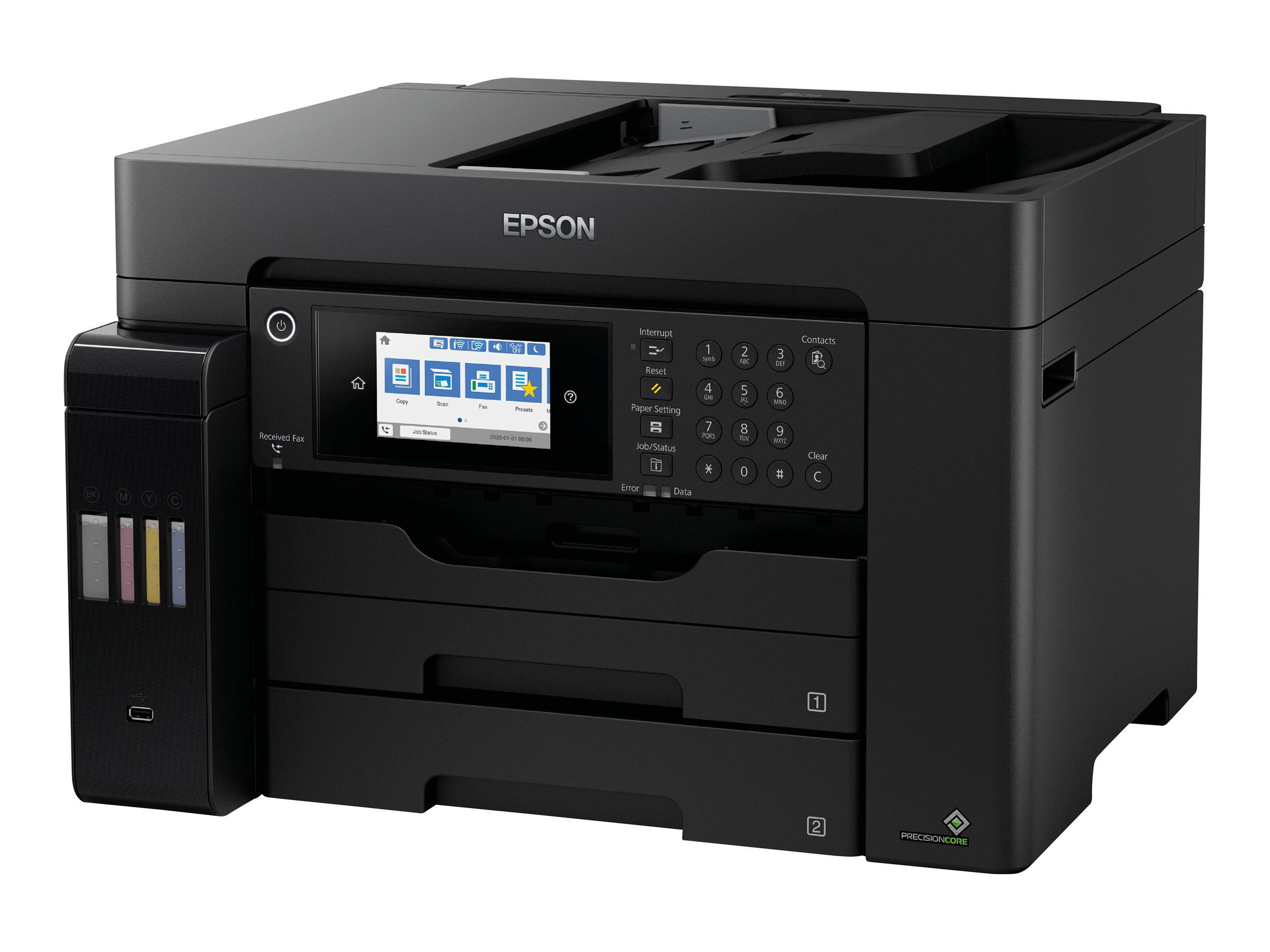 Epson EcoTank ET-16650 - Imprimante multifonctions - couleur - jet d'encre - A3 plus (311 x 457 mm) (original) - A3 (support) - jusqu'à 25 ppm (impression) - 550 feuilles - 33.6 Kbits/s - USB 2.0, LAN, hôte USB, Wi-Fi - noir - C11CH71401 - Imprimantes multifonctions