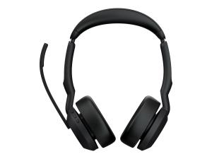 Jabra Evolve2 55 UC Stereo - Micro-casque - sur-oreille - Bluetooth - sans fil - Suppresseur de bruit actif - USB-C - noir - certifié Zoom, Cisco Webex Certified, Certifié Alcatel-Lucent, Certifié Avaya, Certifié Unify, Certifié MFi, Certifié Google Meet, Certifié Amazon Chime - 25599-989-899 - Écouteurs