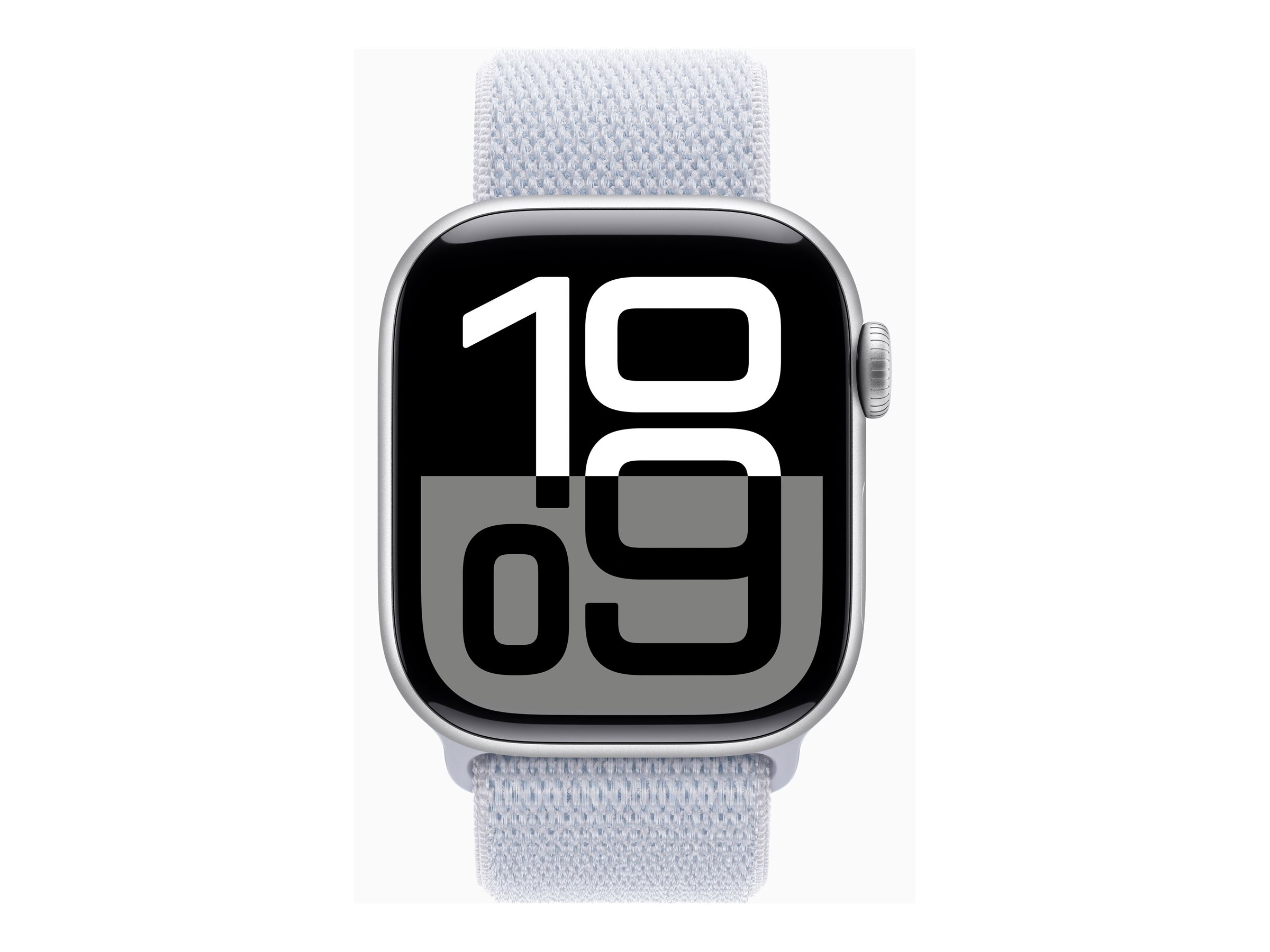 Apple Watch Series 10 (GPS + Cellular) - 42 mm - aluminium argenté - montre intelligente avec boucle sport - deux couches de matières textiles tissées - nuage bleu - taille du poignet : 130-200 mm - 64 Go - LTE, Wi-Fi 4, UWB, Bluetooth - 4G - 29.3 g - MWX53QF/A - Montres intelligentes