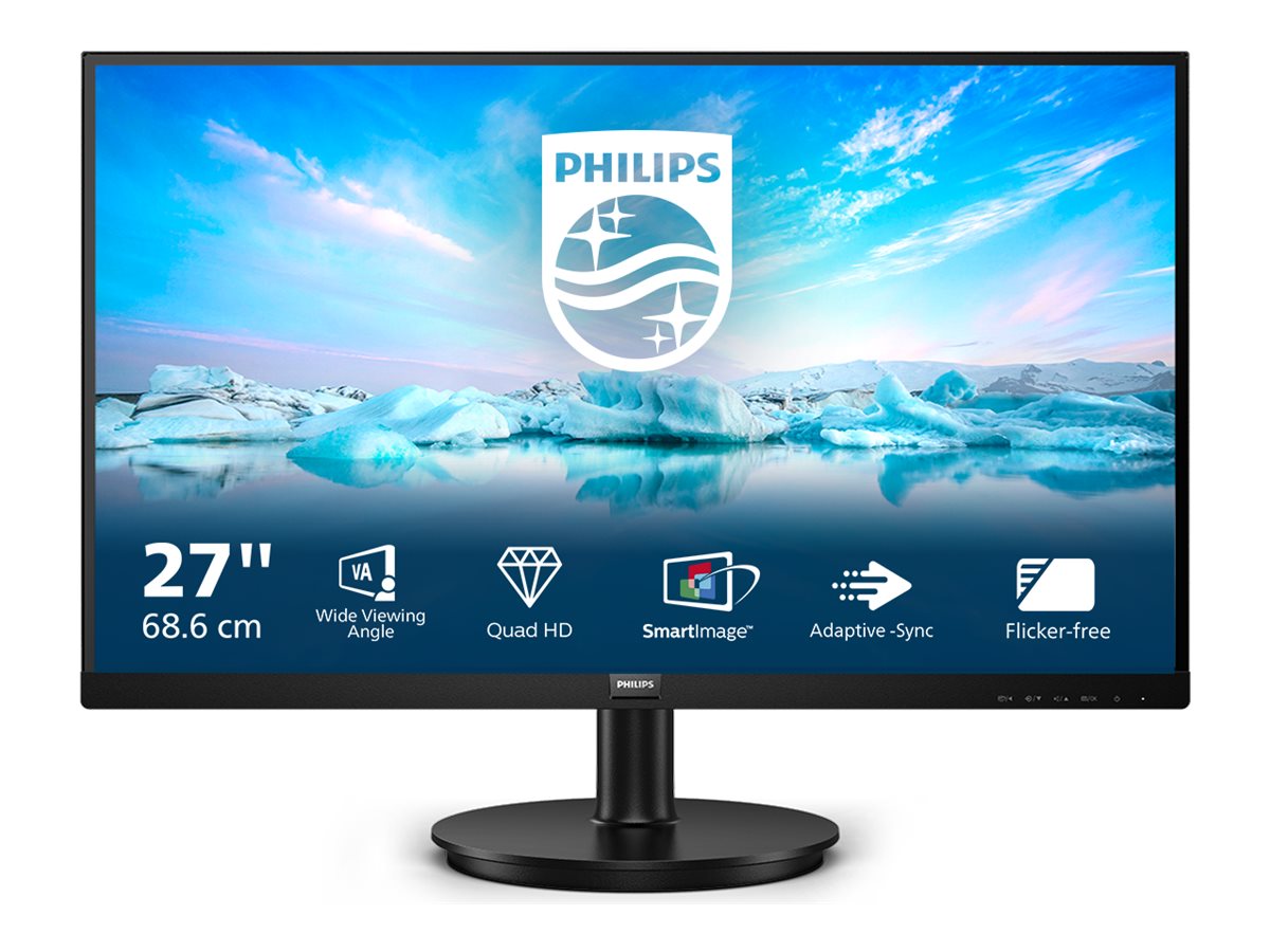 Philips V-line 275V8LA - Écran LED - 27" - 2560 x 1440 QHD - VA - 250 cd/m² - 4000:1 - 4 ms - HDMI, DisplayPort - haut-parleurs - noir texturé - 275V8LA/00 - Écrans d'ordinateur