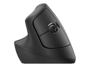 Logitech Lift Vertical Ergonomic Mouse - Souris verticale - ergonomique - pour gauchers - optique - 6 boutons - sans fil - Bluetooth, 2.4 GHz - récepteur USB Logitech Logi Bolt - graphite - 910-006474 - Souris
