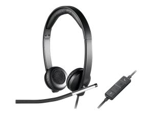 Casque USB Logitech Stereo H650e - Micro-casque - sur-oreille - filaire - 981-000519 - Écouteurs