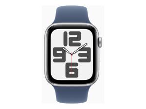 Apple Watch SE (GPS) - 2e génération - 44 mm - aluminium argenté - montre intelligente avec bande sport - fluoroélastomère - denim - taille du bracelet : M/L - 32 Go - Wi-Fi 4, Bluetooth - 32.9 g - MXER3QF/A - Montres intelligentes