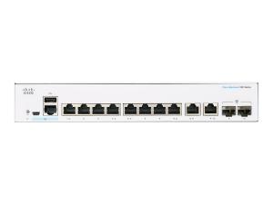 Cisco Business 350 Series 350-8T-E-2G - Commutateur - C3 - Géré - 8 x 10/100/1000 + 2 x combo Gigabit Ethernet / SFP Gigabit - Montable sur rack - CBS350-8T-E-2G-EU - Concentrateurs et commutateurs gigabit
