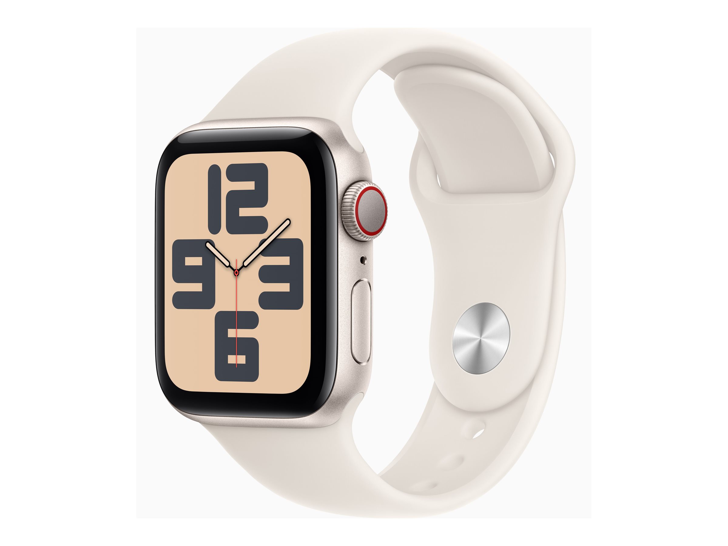 Apple Watch SE (GPS + Cellular) - 2e génération - 40 mm - aluminium droit - montre intelligente avec bande sport - fluoroélastomère - droit - taille du bracelet : S/M - 32 Go - LTE, Wi-Fi 4, Bluetooth - 4G - 27.8 g - MXGJ3QF/A - Montres intelligentes