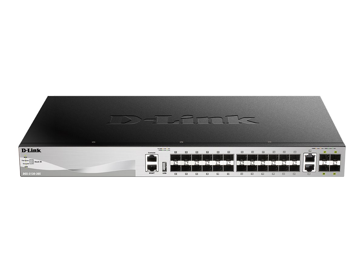 D-Link DGS 3130-30S - Commutateur - L3 Lite - Géré - 24 x Gigabit SFP + 2 x 10 Gigabit Ethernet + 4 x 10 Gigabit SFP+ - DGS-3130-30S/E - Concentrateurs et commutateurs gigabit