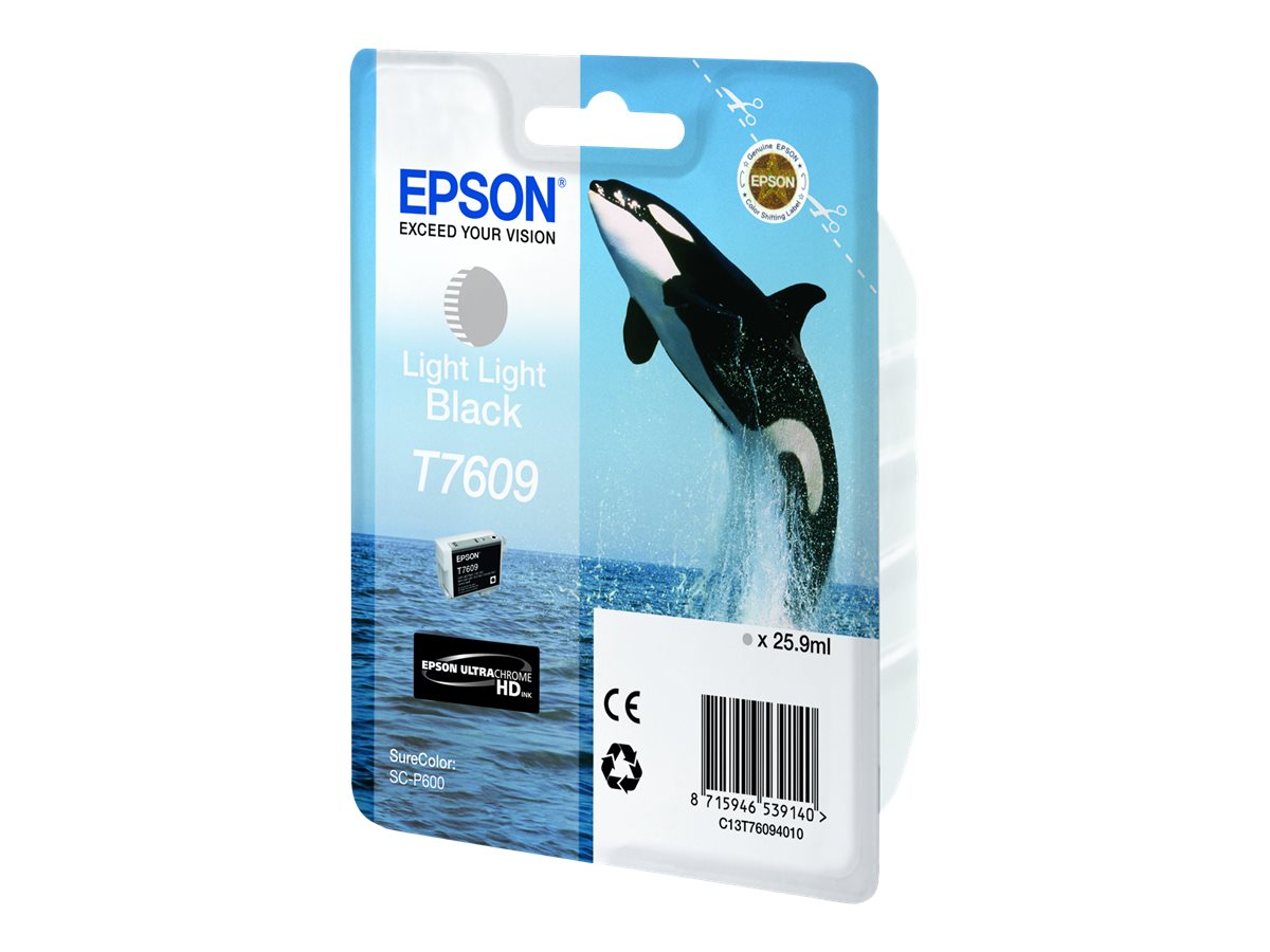 Epson T7609 - 26 ml - noir clair - original - blister - cartouche d'encre - pour SureColor P600, SC-P600 - C13T76094010 - Cartouches d'imprimante
