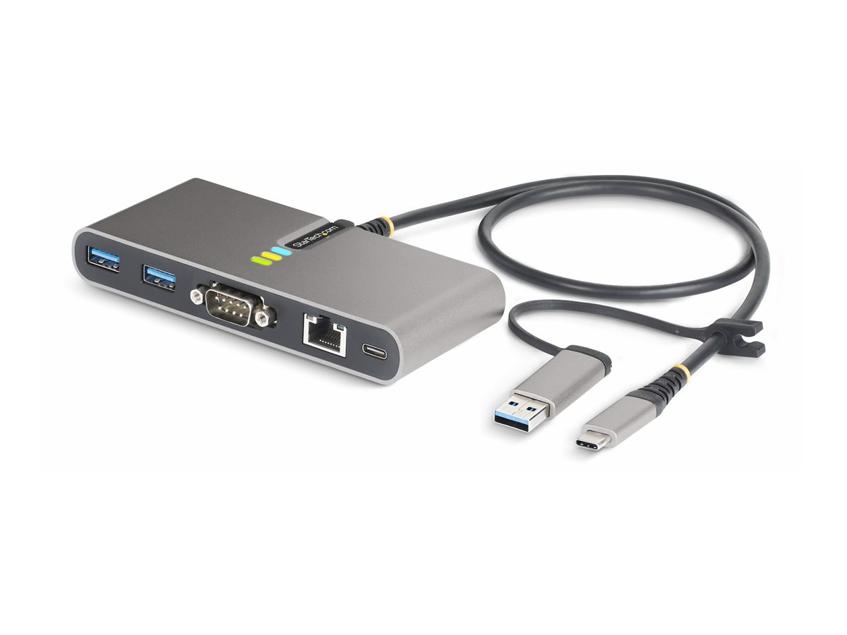 StarTech.com 2-Port USB-C/USB-A Hub with GbE and RS232 Serial, 2x USB-A - Concentrateur (hub) - 2 x USB 3.2 Gen 1 - de bureau - 5G2A1SGBB-USB-C-HUB - Concentrateurs USB