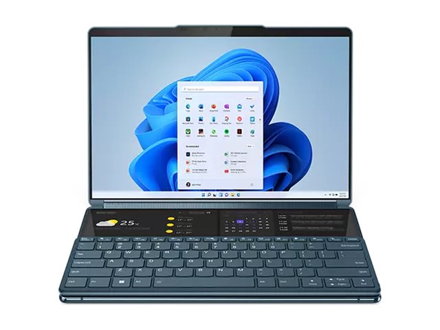 Lenovo Yoga Book 9 13IRU8 82YQ - Tablette - conception inclinable - Intel Core i7 - 1355U / jusqu'à 5 GHz - Evo - Win 11 Pro - Carte graphique Intel Iris Xe - 16 Go RAM - 1 To SSD NVMe - 13.3" OLED écran tactile 2880 x 1800 (2.8K) - Wi-Fi 6E, Bluetooth - sarcelle de marée - clavier : Français - 82YQ004VFR - Ordinateurs portables