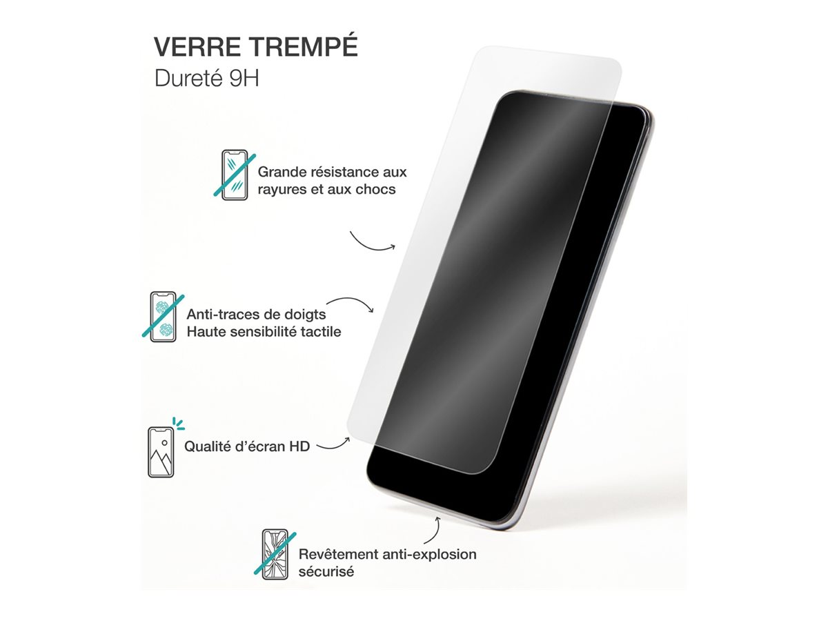 BIGBEN Connected - Protection d'écran pour téléphone portable - + SmartFrame - 2.5D - verre - couleur de cadre noir - pour Apple iPhone 15 Pro Max - PEGLASSIP15PM - Accessoires pour téléphone portable