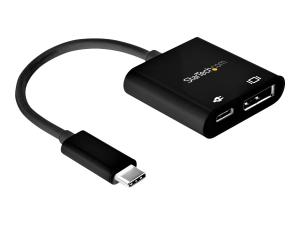 StarTech.com USB C to DisplayPort Adapter with Power Delivery, 8K 60Hz/4K 120Hz USB Type C to DP 1.4 Monitor Video Converter w/60W PD Pass-Through Charging, HBR3, Thunderbolt 3 Compatible - USB-C Male to DP Female (CDP2DP14UCPB) - Adaptateur USB / DisplayPort - 24 pin USB-C (M) pour DisplayPort, 24 pin USB-C (F) - Thunderbolt 3 / DisplayPort 1.4 - support 8K, actif - noir - CDP2DP14UCPB - Câbles USB