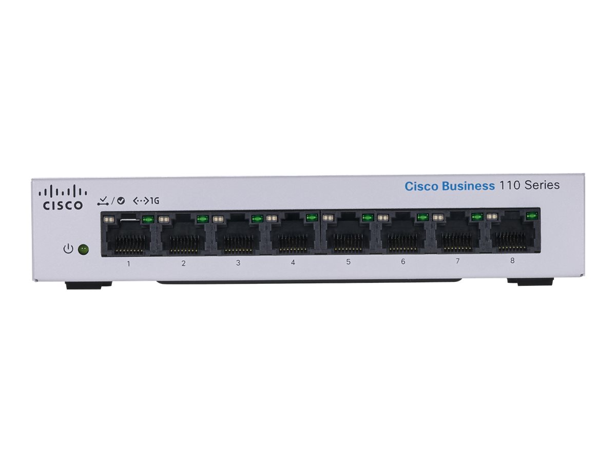 Cisco Business 110 Series 110-8PP-D - Commutateur - non géré - 4 x 10/100/1000 (PoE) + 4 x 10/100/1000 - de bureau, Montable sur rack, fixation murale - PoE (32 W) - Tension CC - CBS110-8PP-D-EU - Concentrateurs et commutateurs gigabit