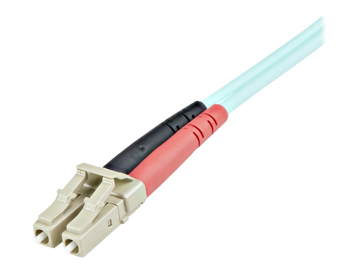 StarTech.com 1m (3ft) LC/UPC to LC/UPC OM3 Multimode Fiber Optic Cable, Full Duplex 50/125Âµm Zipcord Fiber Cable, 100G Networks, LOMMF/VCSEL, <0.3dB Low Insertion Loss - LSZH Fiber Patch Cord - Cordon de raccordement - LC multi-mode (M) pour LC multi-mode (M) - 1 m - fibre optique - duplex - 50 / 125 microns - turquoise - pour P/N: J9152AST, MASFP10GBSR, SFP10GBLRMST, SFP10GBSRST, SFP10GSRSST, SFP10GSRXST - A50FBLCLC1 - Câblesenfibres