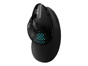 Urban Factory ERGO MAX - Souris verticale - ergonomique - pour droitiers - 7 boutons - sans fil - 2.4 GHz, Bluetooth 5.0 - récepteur sans fil USB - noir - EPM50UF - Souris