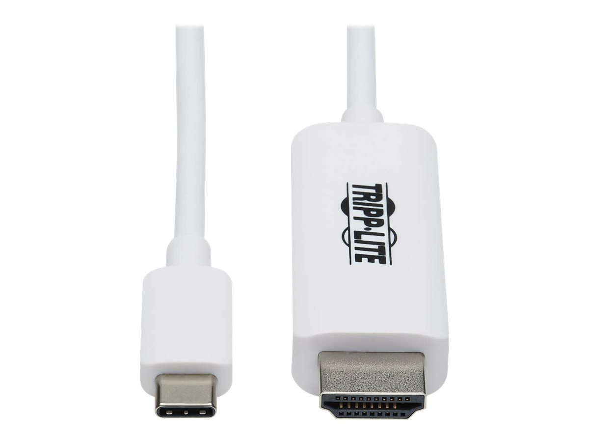 Tripp Lite USB-C to HDMI Adapter Cable (M/M), 4K, 4:4:4, Thunderbolt 3 Compatible, White, 6ft - Câble vidéo/audio - 24 pin USB-C mâle reversible pour HDMI mâle - 1.83 m - blanc - support 4K - U444-006-HWE - Câbles HDMI