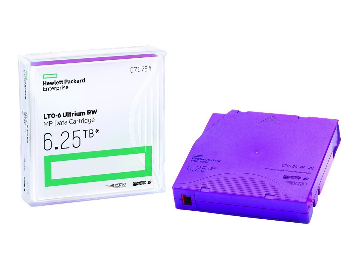 HPE RW Data Cartridge - 20 x LTO Ultrium 6 - 2.5 To / 6.25 To - étiquettes marquables - violet - pour StorageWorks SAS Rack-Mount Kit; StoreEver MSL2024, MSL4048, MSL8096; StoreEver 1/8 G2 - C7976AN - Supports de bande
