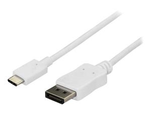 StarTech.com 6ft/1.8m USB C to DisplayPort 1.2 Cable 4K 60Hz, USB-C to DisplayPort Adapter Cable HBR2, USB Type-C DP Alt Mode to DP Monitor Video Cable, Works with Thunderbolt 3, White - USB-C Male to DP Male (CDP2DPMM6W) - Câble DisplayPort - 24 pin USB-C (M) pour DisplayPort (M) - Displayport 1.2/Thunderbolt 3 - 1.8 m - support pour 4K60Hz (3840 x 2160) - blanc - CDP2DPMM6W - Câbles vidéo