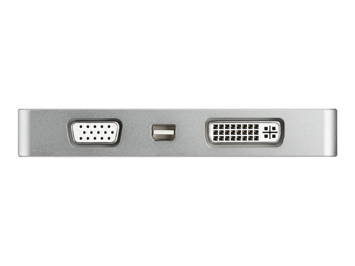 StarTech.com Adaptateur de voyage audio/vidéo 4 en 1 - USB Type-C vers VGA, DVI, HDMI ou Mini DP - 4K (CDPVGDVHDMDP) - Adaptateur vidéo - 24 pin USB-C mâle pour HD-15 (VGA), DVI-D, HDMI, Mini DisplayPort femelle - 10.5 cm - argent - support 4K, actif - CDPVGDVHDMDP - Accessoires pour téléviseurs