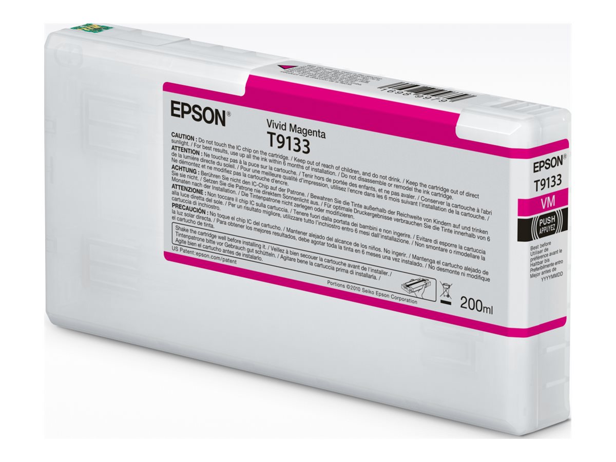 Epson T9133 - 200 ml - Magenta vif - original - cartouche d'encre - pour SureColor SC-P5000 STD Spectro, SC-P5000 Violet, SC-P5000 Violet Spectro - C13T91330N - Cartouches d'encre Epson