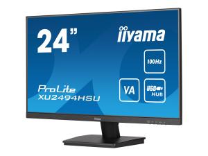 iiyama ProLite XU2494HSU-B6 - Écran LED - 24" (23.8" visualisable) - 1920 x 1080 Full HD (1080p) @ 100 Hz - VA - 250 cd/m² - 4000:1 - 1 ms - HDMI, DisplayPort - haut-parleurs - noir mat - XU2494HSU-B6 - Écrans d'ordinateur