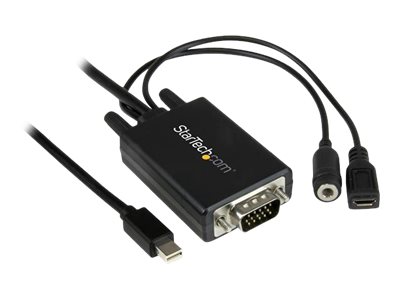 StarTech.com Câble adaptateur Mini DisplayPort vers VGA de 2 m avec audio - Convertisseur Mini DP vers VGA - M/M - 1920x1200 / 1080p - Convertisseur vidéo - VGA - DisplayPort - noir - MDP2VGAAMM2M - Convertisseurs vidéo