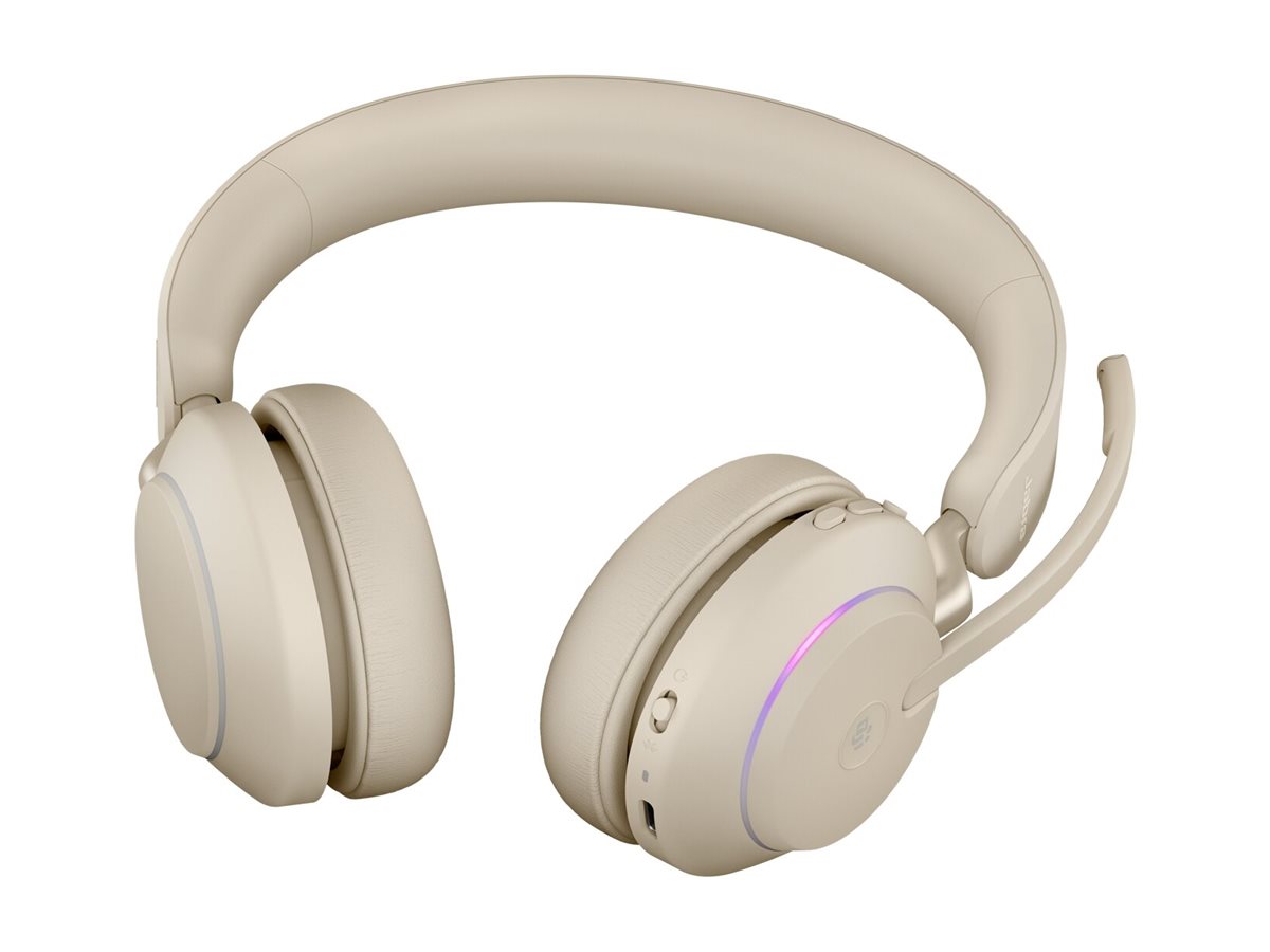 Jabra Evolve2 65 MS Stereo - Micro-casque - sur-oreille - Bluetooth - sans fil - USB-A - isolation acoustique - beige - Certifié pour Microsoft Teams - 26599-999-998 - Écouteurs