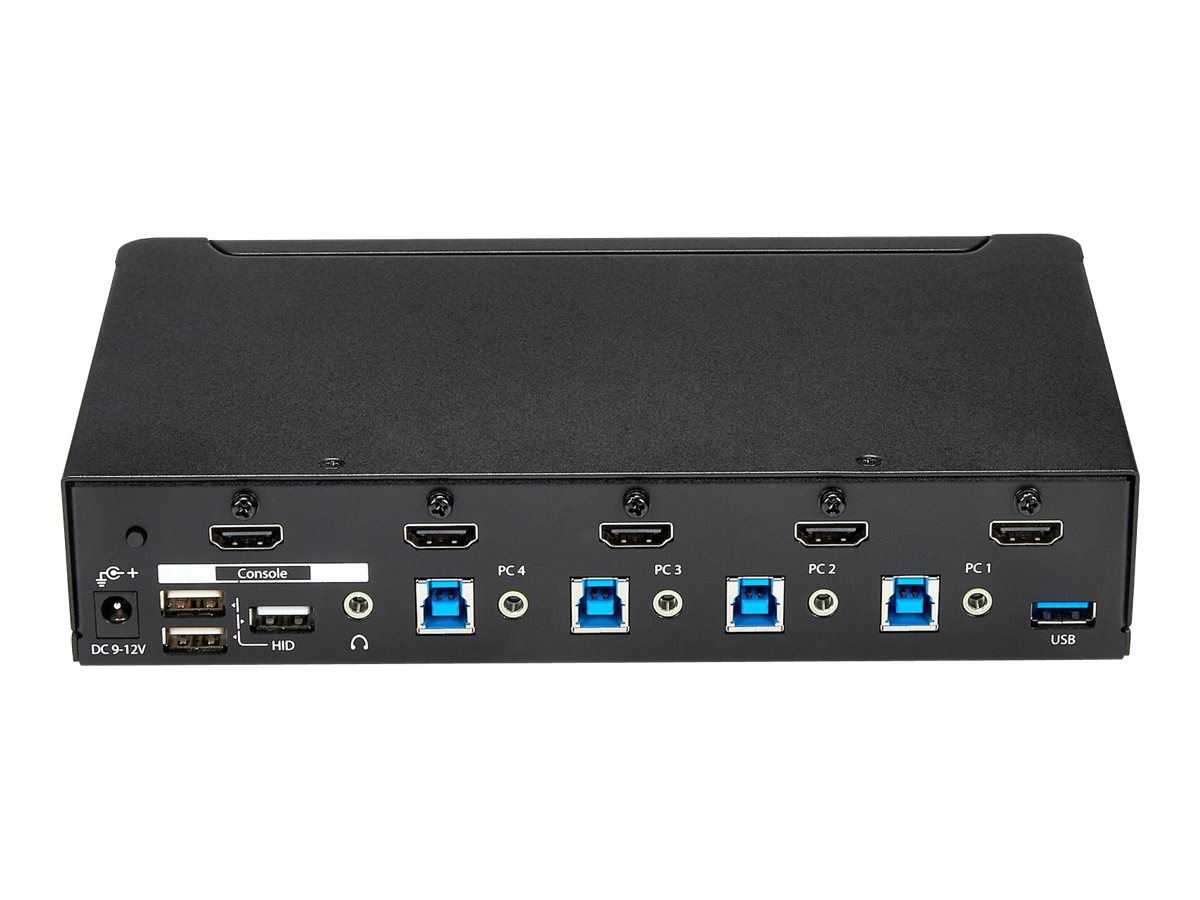 StarTech.com Switch KVM USB HDMI à 4 ports - Commutateur écran clavier souris HDMI avec hub USB 3.0 intégré - 1080p (SV431HDU3A2) - Commutateur écran-clavier-souris/USB - 4 x KVM / audio / USB + 3 x SuperSpeed USB - 1 utilisateur local - Montable sur rack - CA 120/230 V / CC 9 - 12 V - pour P/N: SV431RACK - SV431HDU3A2 - Commutateurs KVM