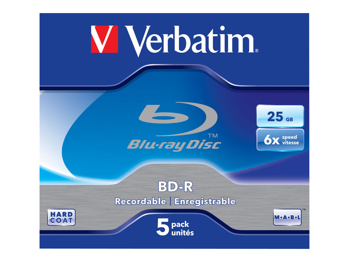 Verbatim - 5 x BD-R - 25 Go 6x - boîtier CD - 43715 - Disques Blu-ray